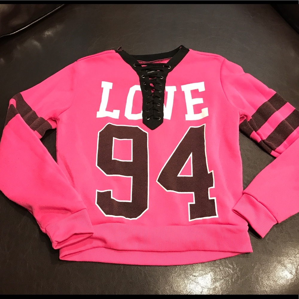 Neon pink Vneck sweatshirt